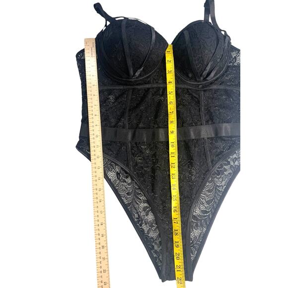 Fantasy Lingerie Moonlight Cage Lace Push Up Bra Teddy Snap Closure Black  1X/2X - Picture 10 of 12